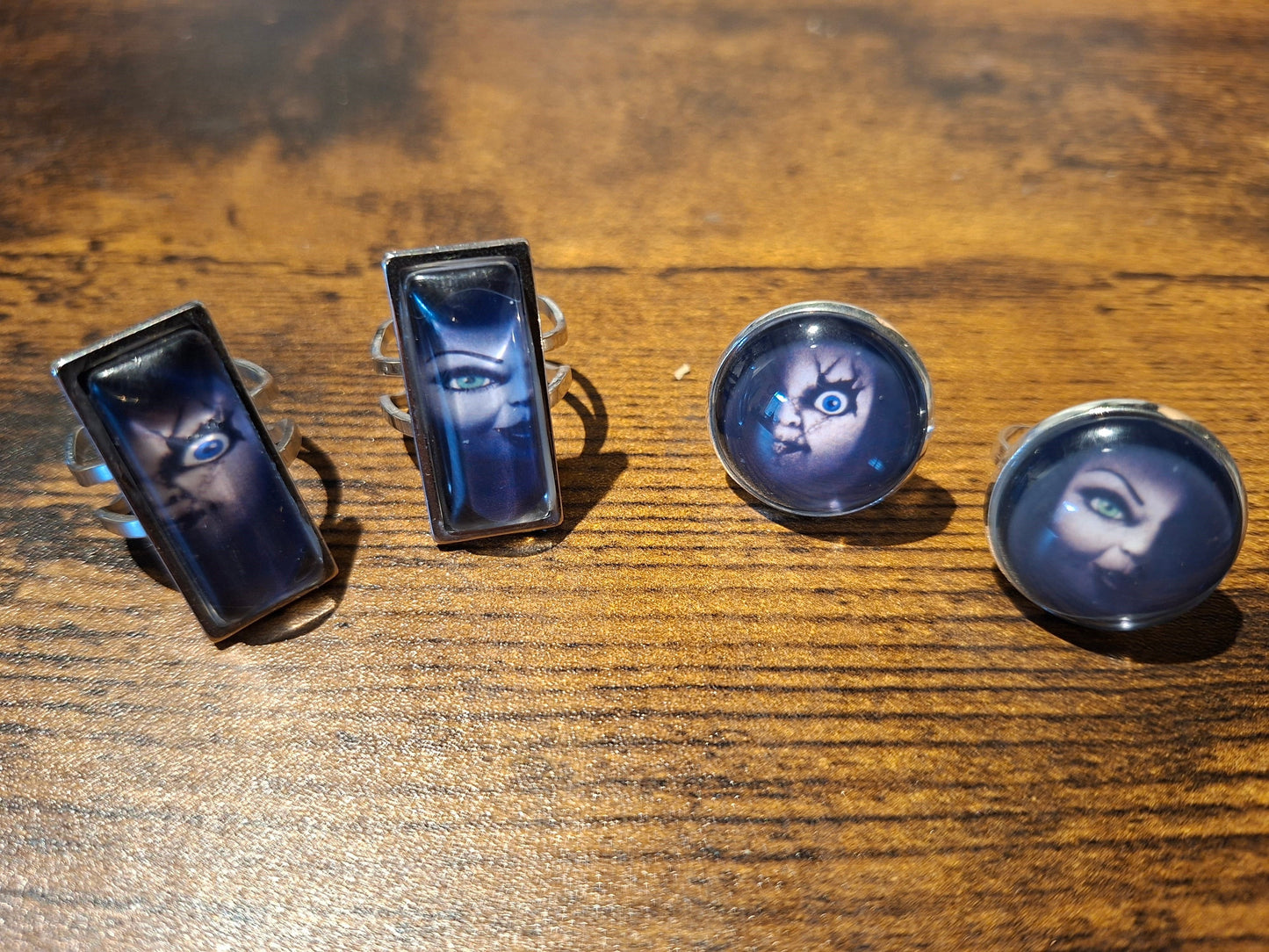 Adjustable Rings,inspired by "Bride of Chucky " Chucky and tiffany