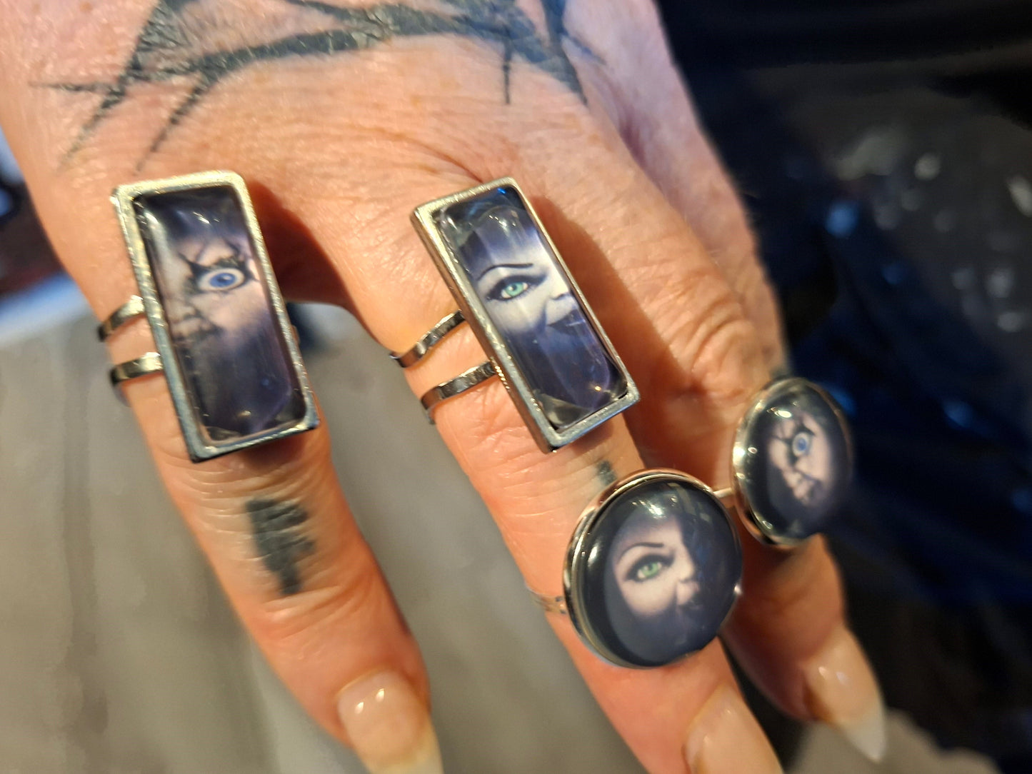 Adjustable Rings,inspired by "Bride of Chucky " Chucky and tiffany