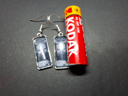 Stainless Steel rectangle image earrings, Satanic Anton LaVey inspired :Goth Gothic Witchy