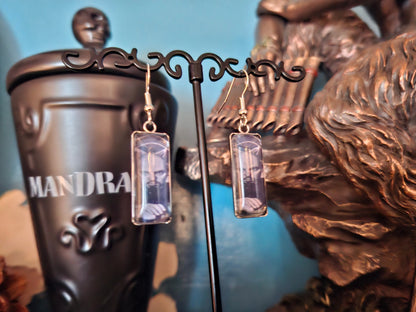 Stainless Steel rectangle image earrings, Satanic Anton LaVey inspired :Goth Gothic Witchy
