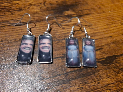 Stainless Steel rectangle image earrings ,"The Shining" inspired