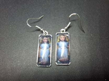 Stainless Steel rectangle image earrings ,"The Shining" inspired
