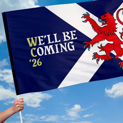 Scotland - We'll Be Coming Lion Flag with Sleeve - WC26 - 4 Sizes!