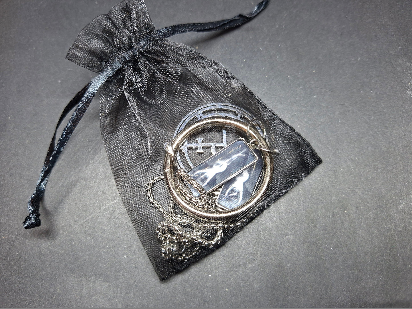 Goth Witchy Witch ,Succubus images and LARGE Stainless Steel Sigil of Lilith O ring necklace