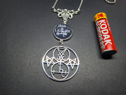Nouveau style necklace with"Hail Lilith with sigil details :goth witchy killstar satanic