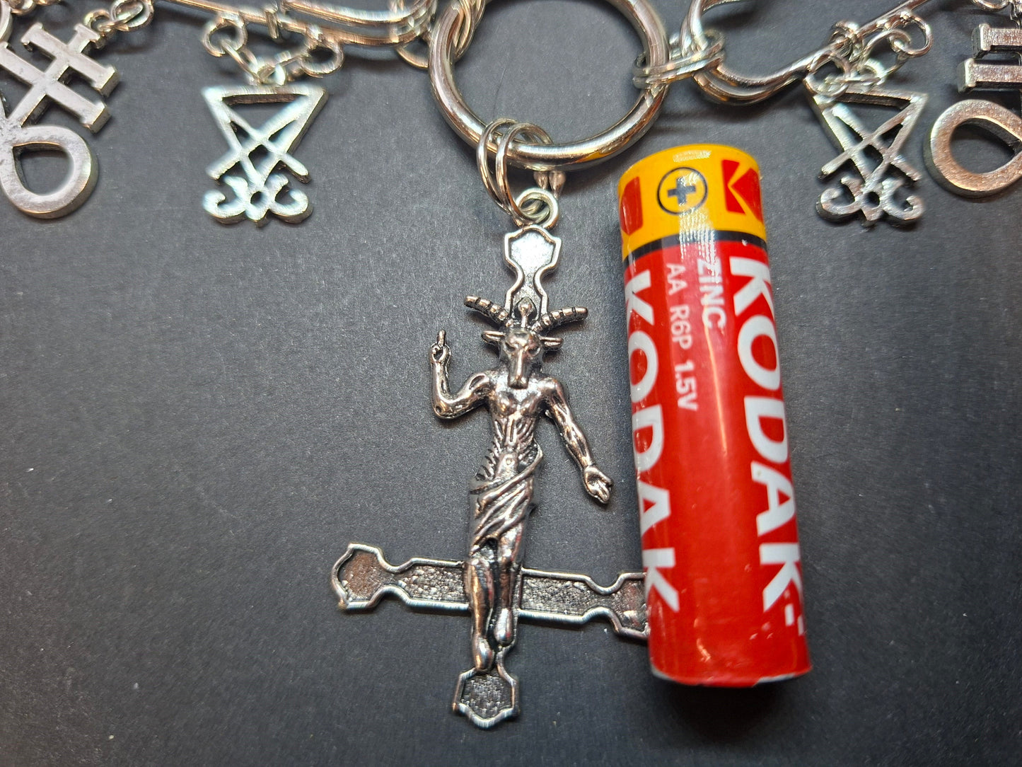 Kilt pin necklace ,Baphomet cross,satanic trinity :Gothic witchy satanic aesthetic