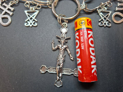 Kilt pin necklace ,Baphomet cross,satanic trinity :Gothic witchy satanic aesthetic