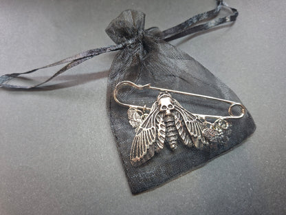 Kilt pin brooch ,3 Death head moths :goth witchy pagan witch accessory