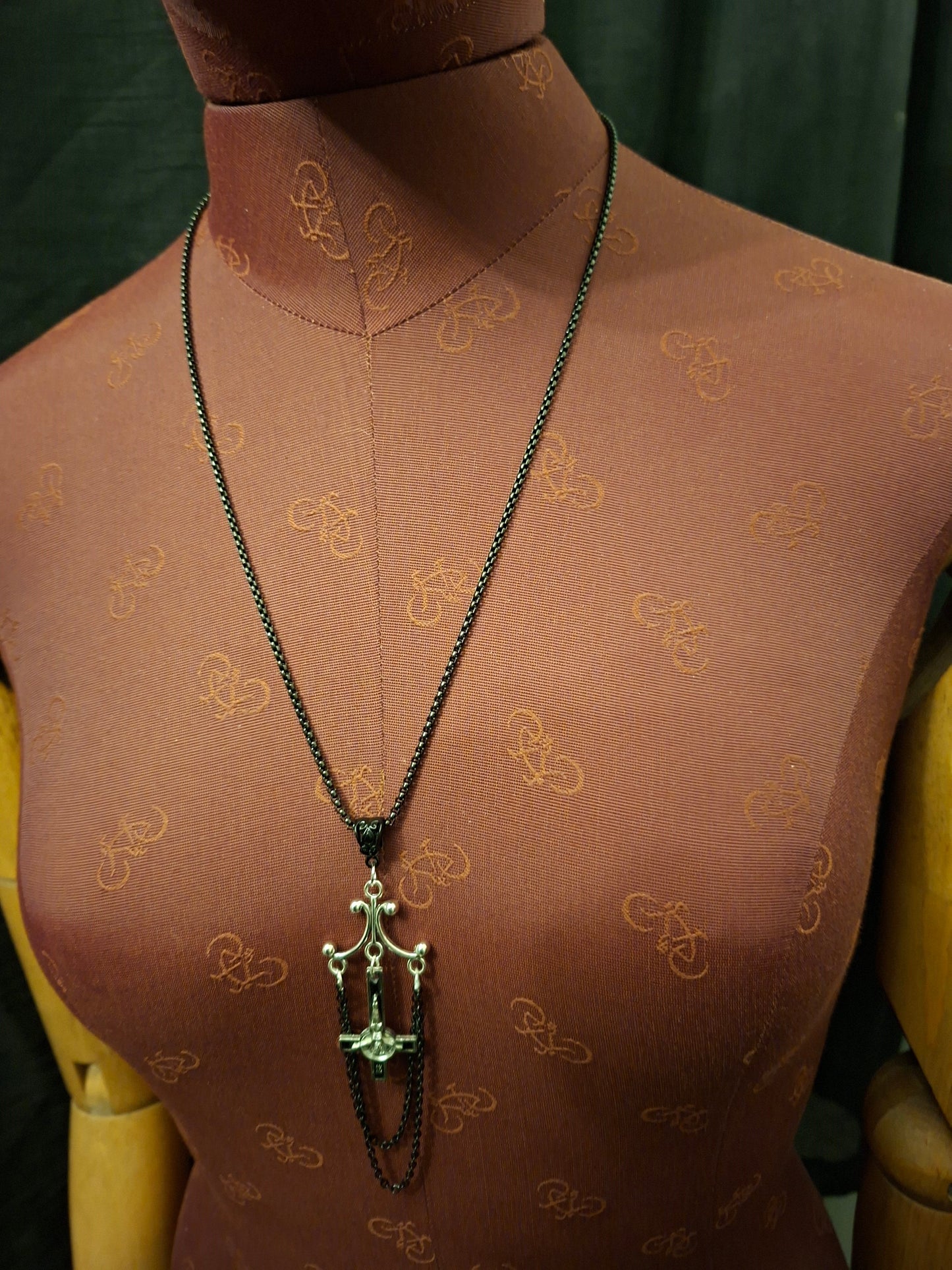 Goth Gothic Witchy witch witchcraft killstar Occult satanic "Inverted Crucifix" chandelier necklace