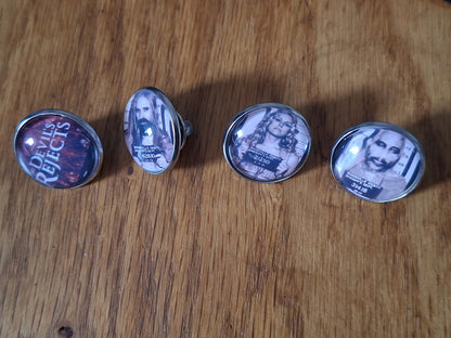 Set of 4 Snap Back Pin Badges,"The Devil's Rejects" inspired