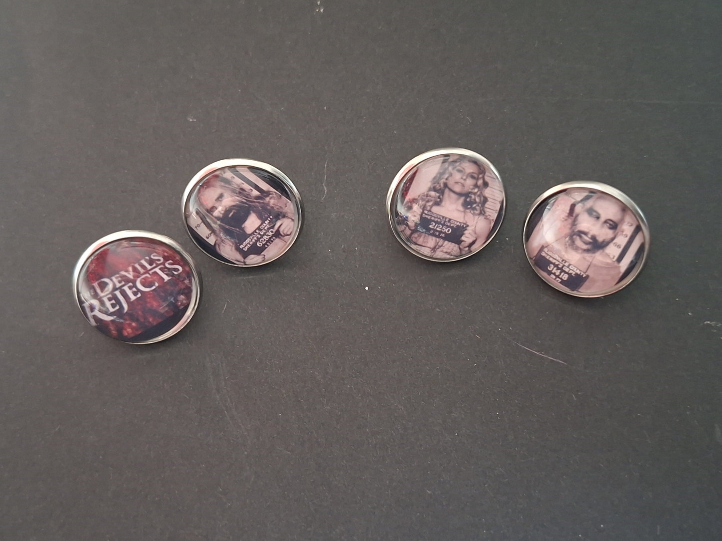 Set of 4 Snap Back Pin Badges,"The Devil's Rejects" inspired
