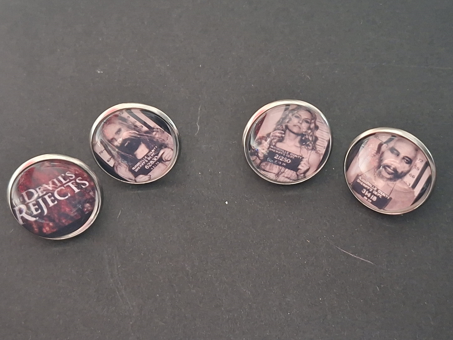 Set of 4 Snap Back Pin Badges,"The Devil's Rejects" inspired