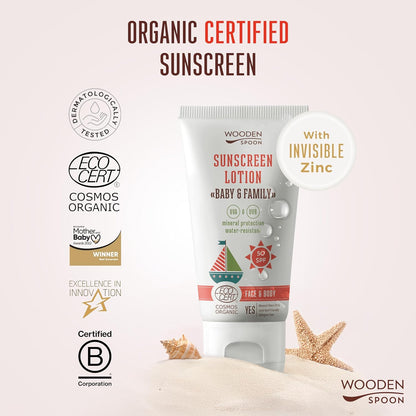 Organic Sunscreen Lotion Baby & Family 50 SPF - 150ml