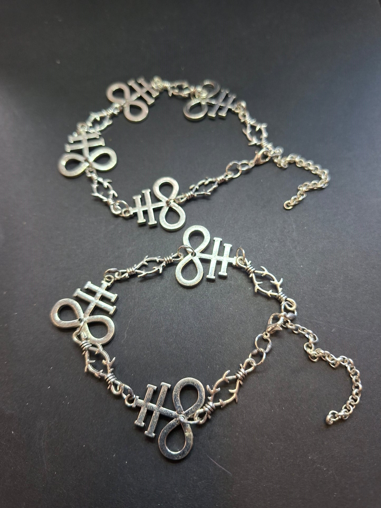 bracelet,Leviathan/ cross of Satan and thorn detail , :goth witch witchy style