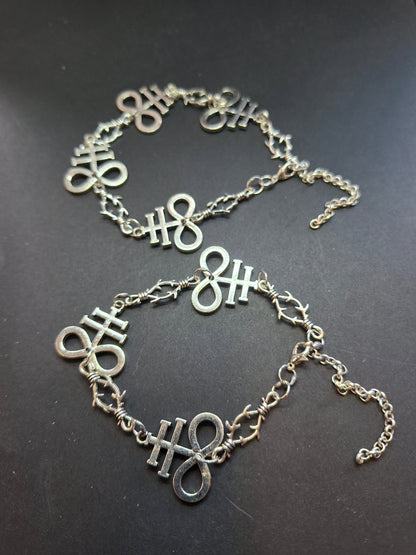 bracelet,Leviathan/ cross of Satan and thorn detail , :goth witch witchy style
