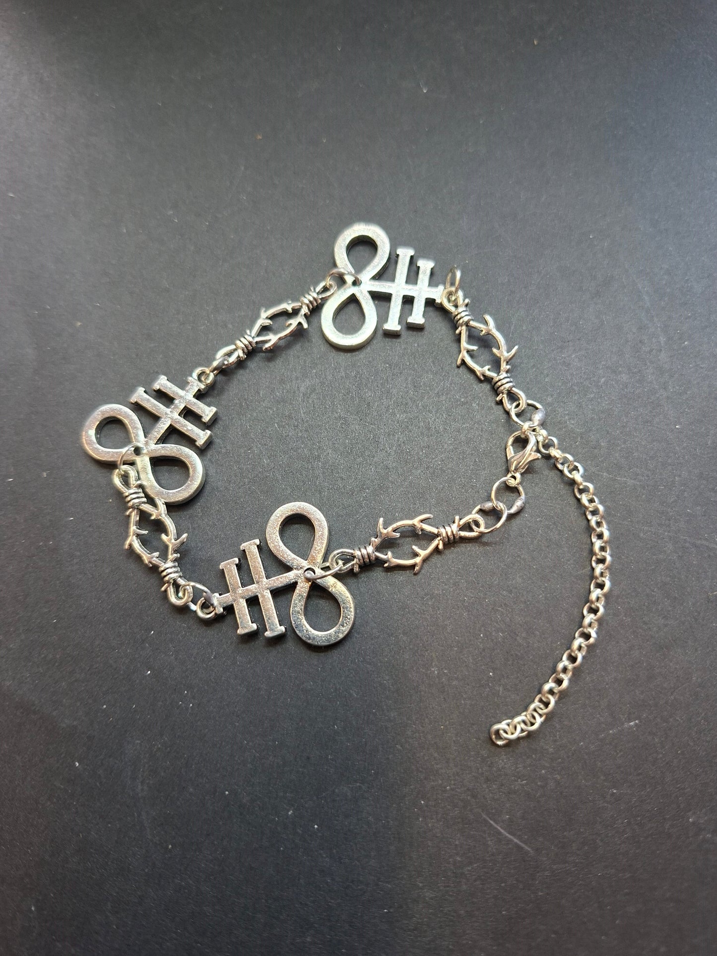 bracelet,Leviathan/ cross of Satan and thorn detail , :goth witch witchy style