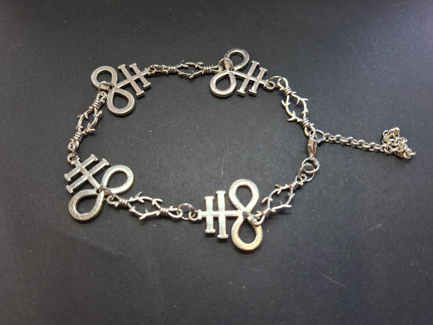 bracelet,Leviathan/ cross of Satan and thorn detail , :goth witch witchy style