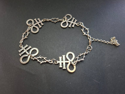 bracelet,Leviathan/ cross of Satan and thorn detail , :goth witch witchy style