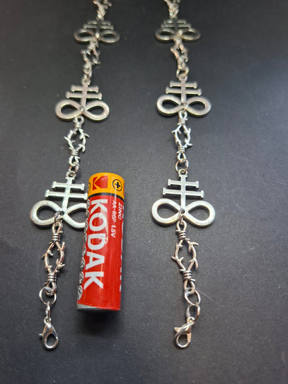 bracelet,Leviathan/ cross of Satan and thorn detail , :goth witch witchy style
