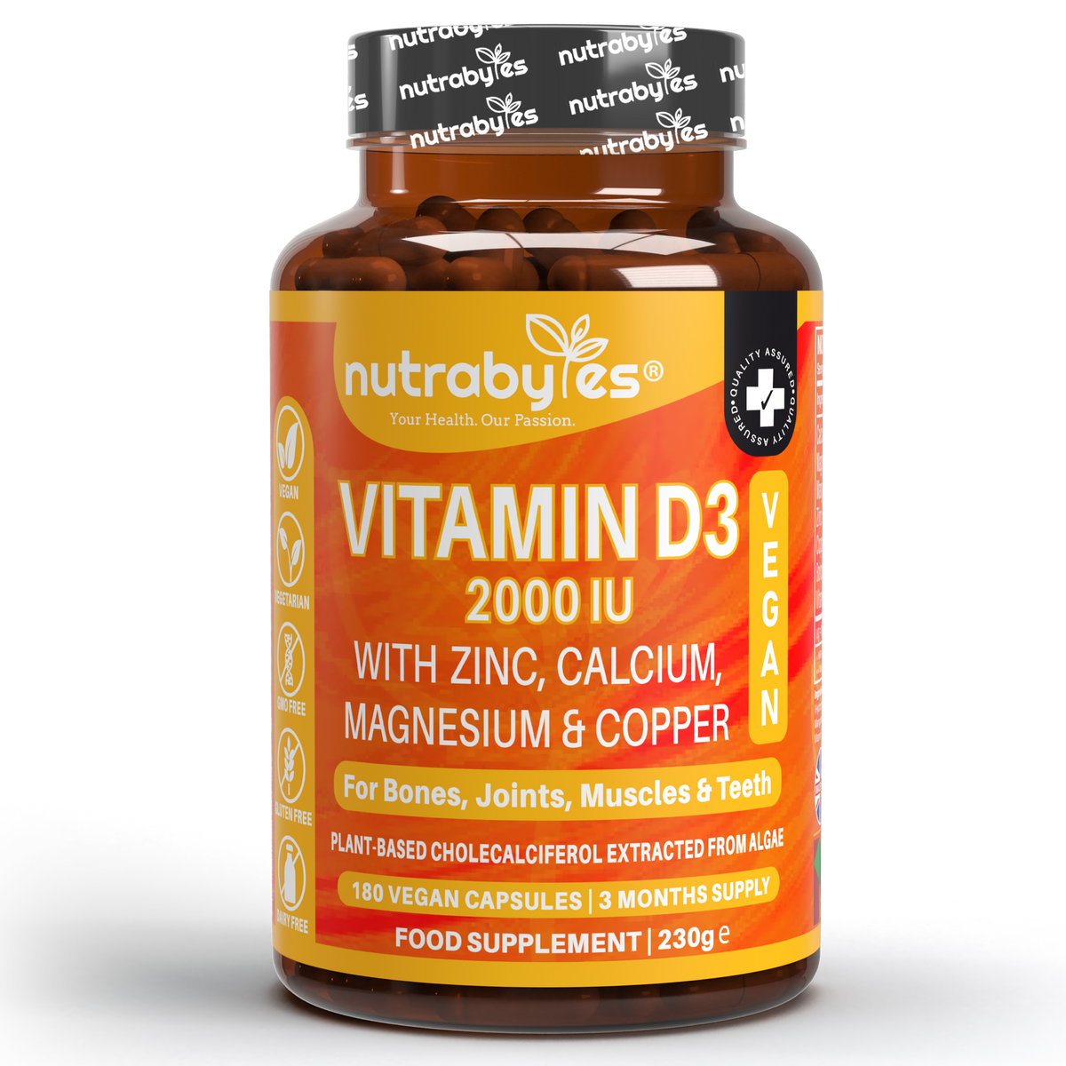 Vegan Vitamin D3 2000 IU Complex, 180 Capsules
