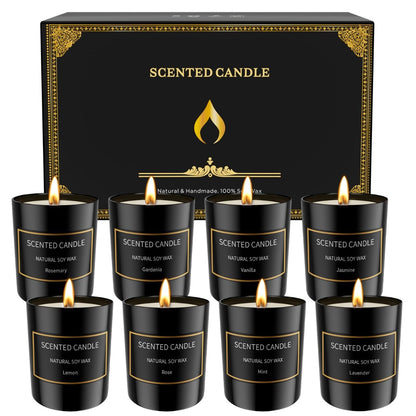 8 Pack Scented Candles Set for Men - Aromatherapy Soy Candles Gift Set