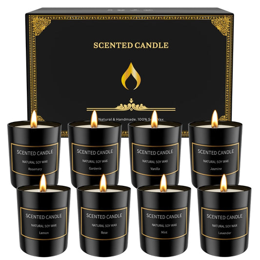 8 Pack Scented Candles Set for Men - Aromatherapy Soy Candles Gift Set