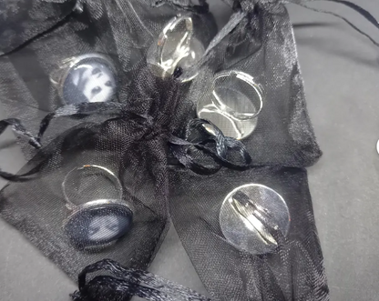 Goth Gothic Witchy witch witchcraft Occult Aleister Crowley inspired "Thelema" fully adjustable rings set