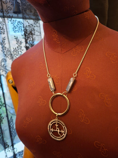 Goth Witchy Witch ,Succubus images and LARGE Stainless Steel Sigil of Lilith O ring necklace