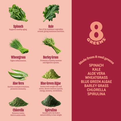 8Greens Supergreens Tablets – Organic Peach Flavor, 30 Servings