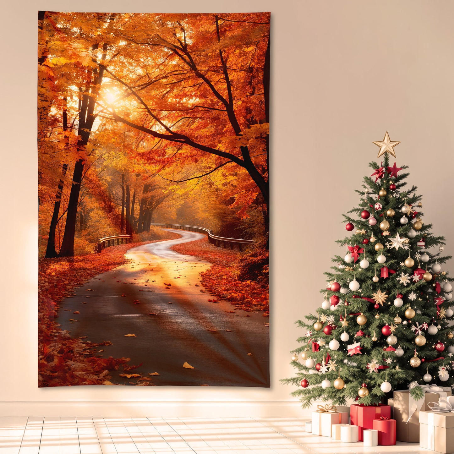 Autumn Scene Path - 8ft x5ft Scenic Backdrop Banner