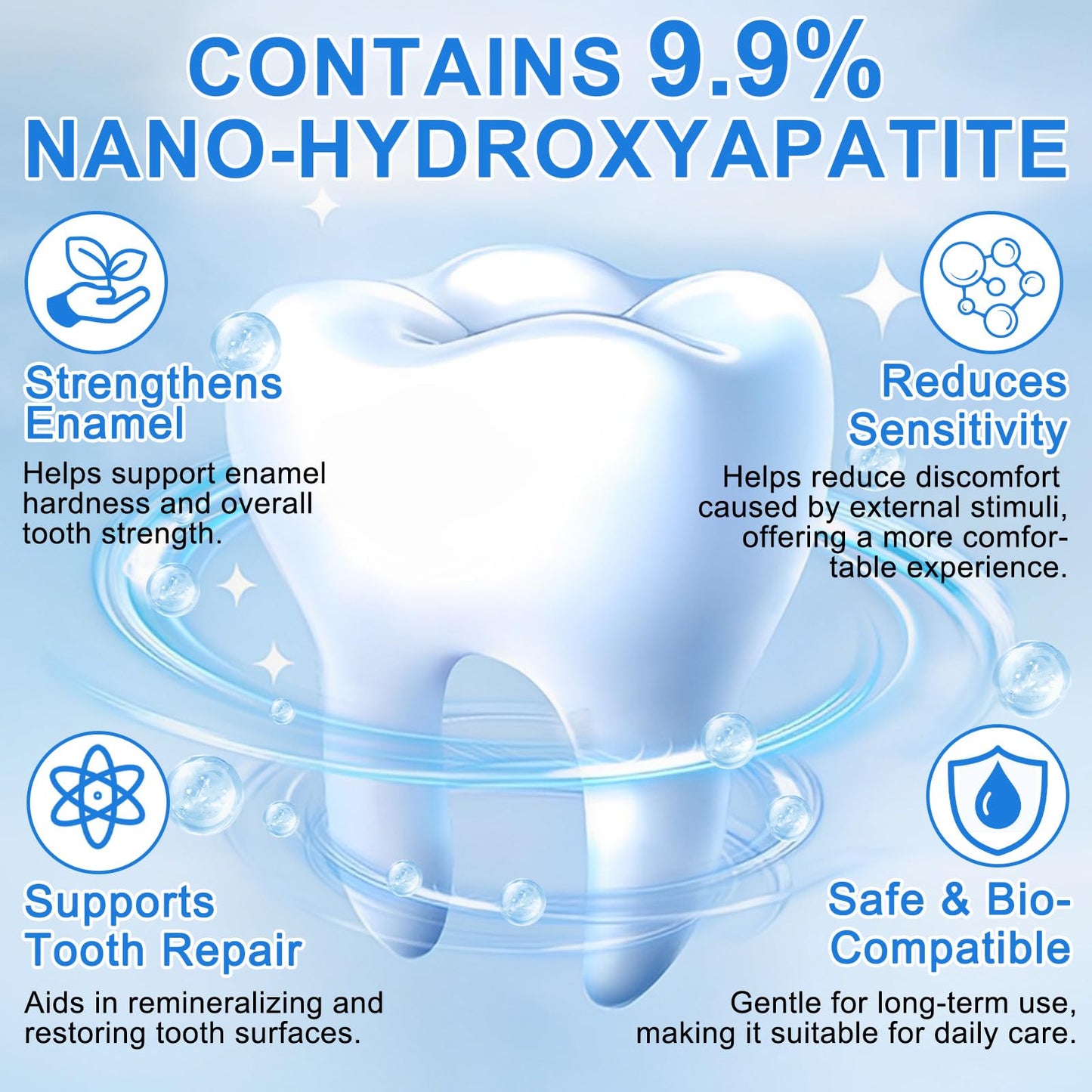 9.9% Hydroxyapatite Toothpaste – Enamel Protection, Fluoride-Free for Sensitive Teeth, Fresh Mint | 4.23 oz