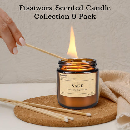 9 Pack Soy Candles – Vanilla, Lavender & Sage | 270 Hours Long-Lasting