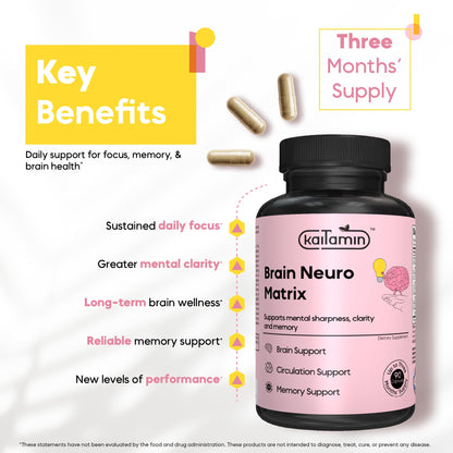 Memory & Focus Nootropic – Brain Matrix with Ginkgo Biloba & Huperzine A | Vegan, Caffeine-Free