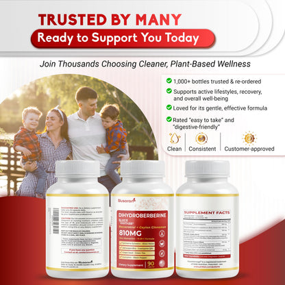 Dihydroberberine – Super Berberine 810mg with GlucoVantage | 5X Absorption | Made in USA | 90 Count
