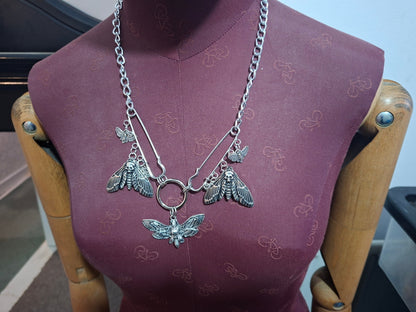 Kilt pin necklace ,Death head moths :Gothic witchy pagan aesthetic