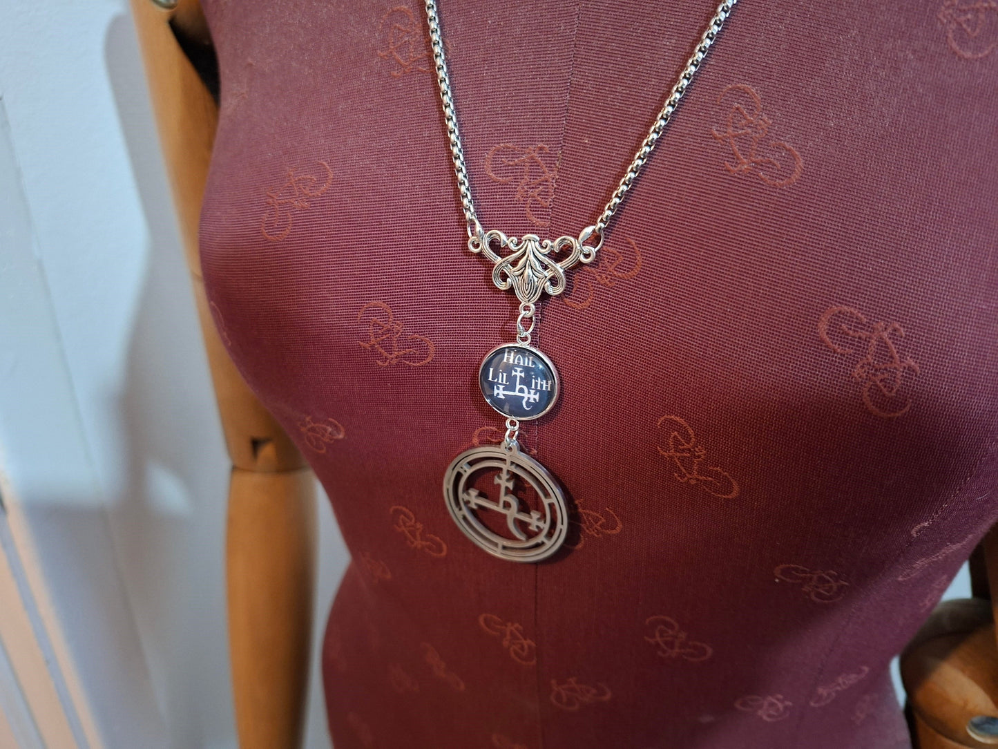 Nouveau style necklace with"Hail Lilith with sigil details :goth witchy killstar satanic