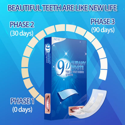 9D Sensitive Teeth Whitening Strips – Enamel-Safe, Fast Stain Removal for Coffee Drinkers & Smokers | 21 Pairs (42 Strips)