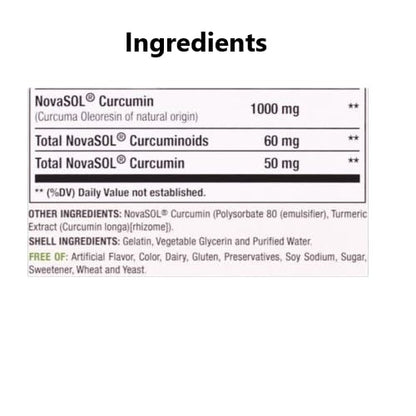 A1Vitality NovaSOL Turmeric Curcumin 1000mg – Clinically Proven 185x Higher Absorption – Promotes Joint Comfort, Mobility & Overall Wellness – Non-GMO, Doctor Formulated, 60 Softgels.