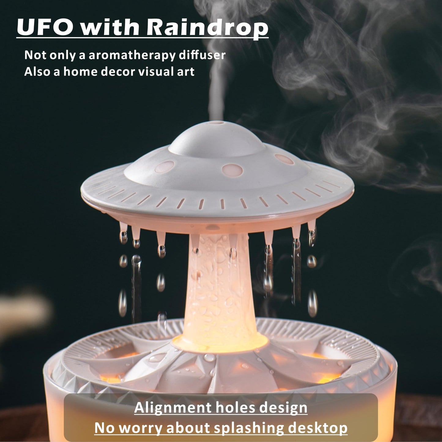 AChoice4U UFO 350ML Essential Oil Diffuser – 7 Color LED, Remote, White