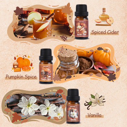 Autumn Fragrance Oils Set by AVEOIRA – 6x10mL for Diffuser, Candles & Soaps