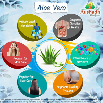 Aushadh Aloe vera Capsules (Ghritkumari, Kumari) Digestive Comfort & Skin Support - Vegan, Gluten Free, Non-GMO, 60 Capsules