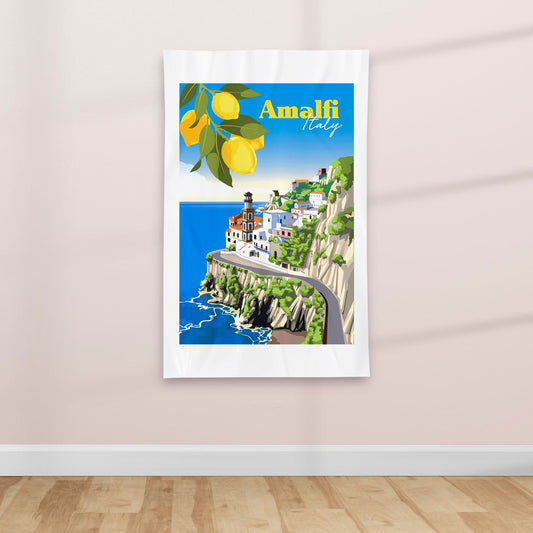 Amalfi Italy - Vintage Travel poster - Textile Poster