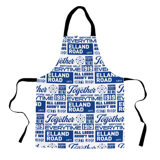 Leeds - Word Montage - White & Blue - Apron