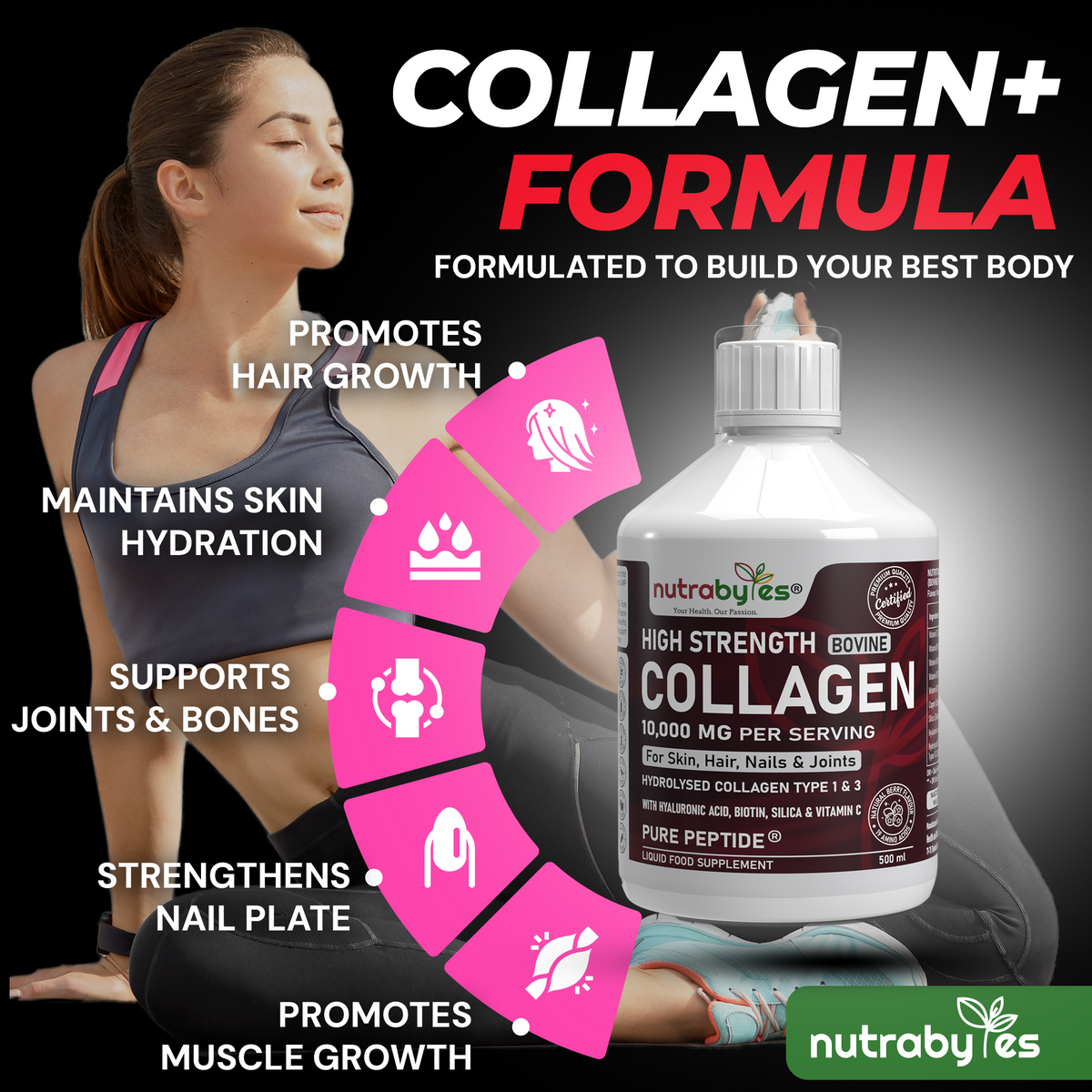Liquid Bovine Collagen 10,000mg (Type 1 and 3) with 19 Amino Acids
