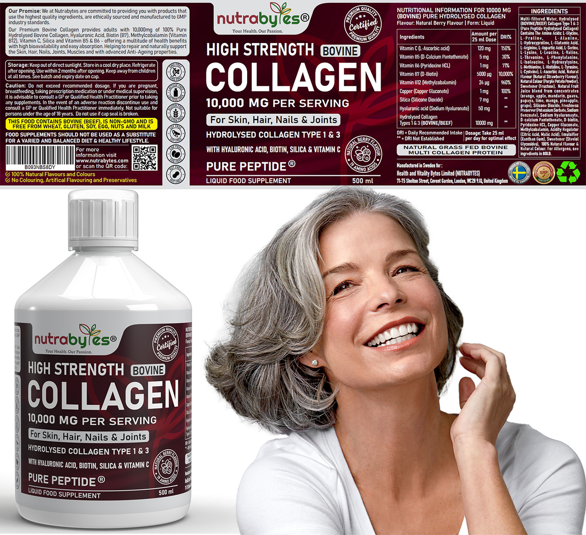Liquid Bovine Collagen 10,000mg (Type 1 and 3) with 19 Amino Acids