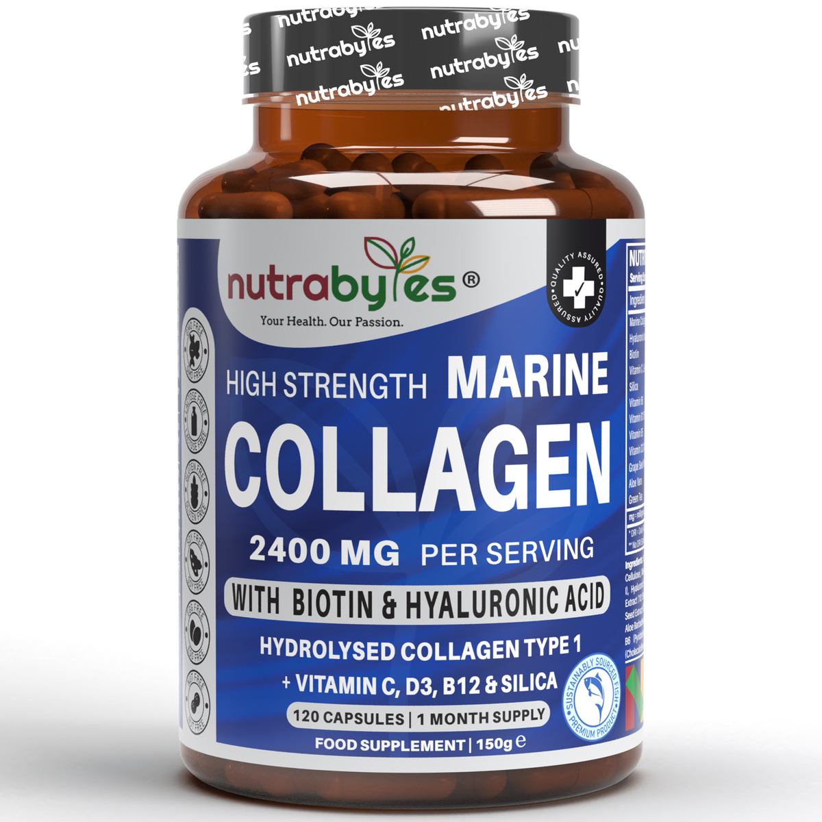 Marine Collagen 2400mg Capsules with Hyaluronic Acid, Biotin & Vitamin C