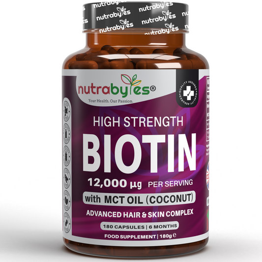 Biotin 12,000mcg with MCT Oil, 180 Capsules