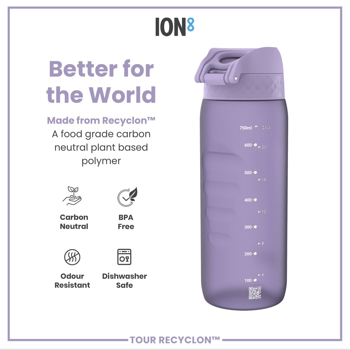 Bottle, Recyclon, Light Purple, 750ml
