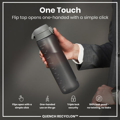 Leak Proof 1 litre Water Bottle, Recyclon, Grey, 1L