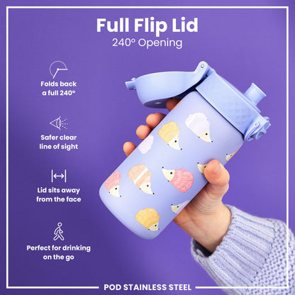 Leak Proof Thermal Steel Water Bottle, Insulated Steel, Hedgehogs, 320ml (11oz)